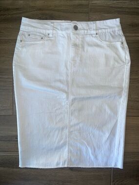 NWOT! Classic White Denim Midi Pencil Skirt